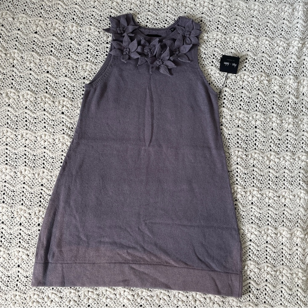 Rhys Dwfen Cotton Linen Sleeveless Sweater Knit Mini Dress Purple (NWT) (Medium)